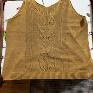 Elegant Khaki Knit Sleeveless Sweater Size Large